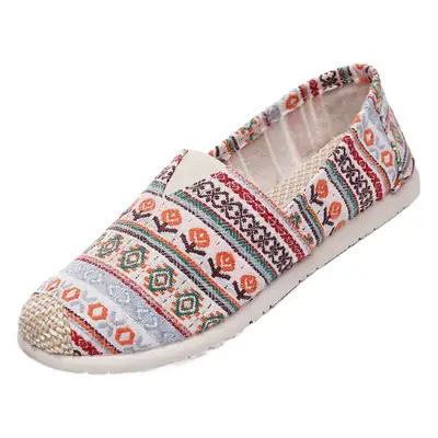Women's Ethnic Patterned Slip-On Shoes Spring Autumn Soft Sole Canvas
