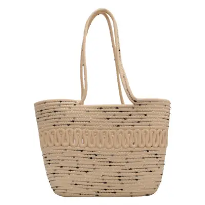 Women's Straw Shoulder Bag with Colorful Embroidery