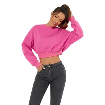Orange Velvet Crop Top with Long Sleeves and Round Neck