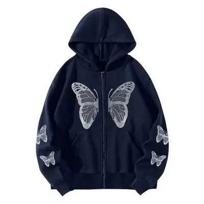 Men Women Green Butterfly Hoodie Zipper Sweatshirt