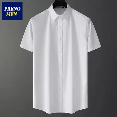 Promon Men Ice Silk Short Sleeve Shirt Pink