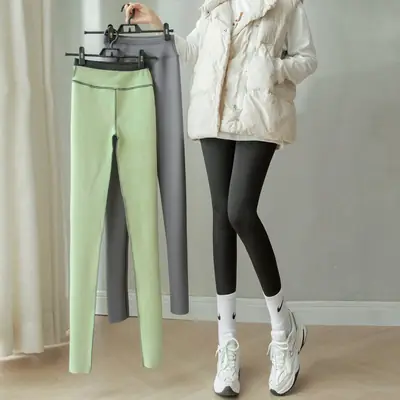 Black Shark Skin High Waist Leggings Women's Fleece Lined Yoga Pants