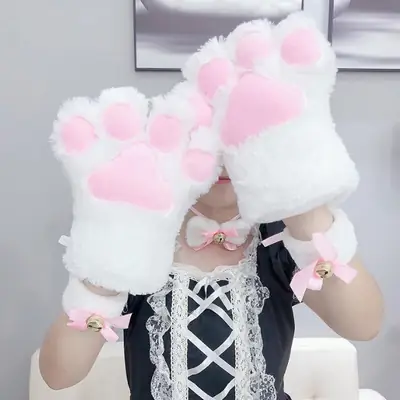 Stuffed Cat Paw Gloves for Kids Cosplay Play