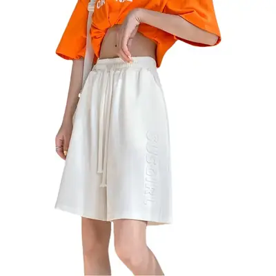 Women's Bump Letter Shorts White 2025 Summer