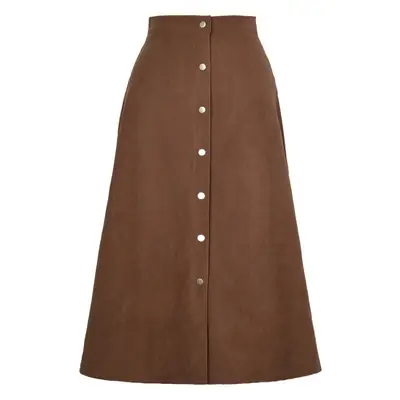 Women Corduroy Skirt High Waist Long Sleeve Tan