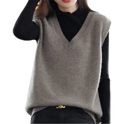 Women's Soft Waxy Knitted V-Neck Vest Autumn 2022