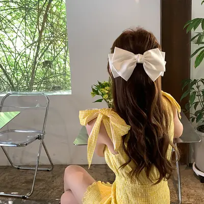 Black Bow Hairpin for Women Summer Back Clip