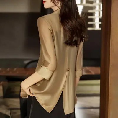 Women's Green Tencel 3/4 Sleeve Jacket Small Suit