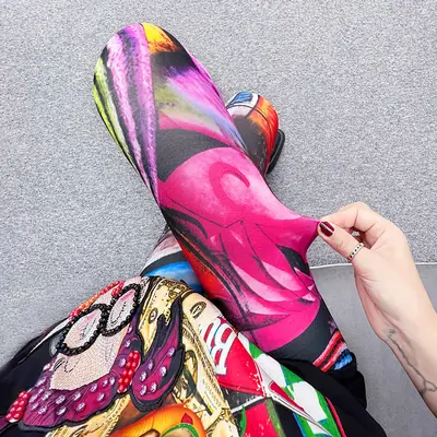 African Print Elastic High Waist Skinny Pants