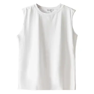 2025 White Sleeveless Vest for Women Loose Round Neck