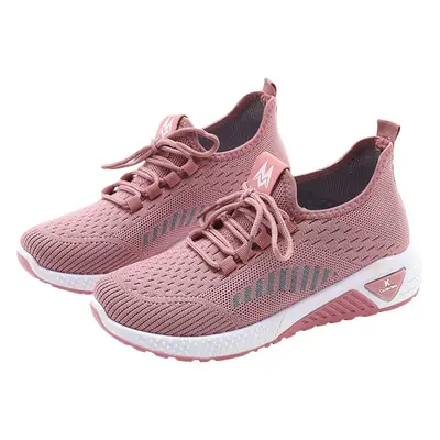 Women's Pink Fly-Knit Sneakers 2024 Spring Summer