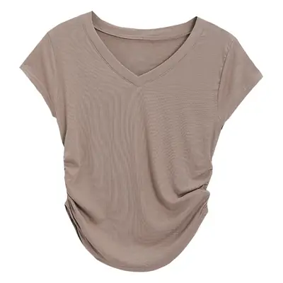 Women V-Neck Black T-Shirt Slim Fit 2025 Summer