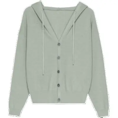 Women Knitted Cardigan Hooded Sweater Brown Spring Fall 2023