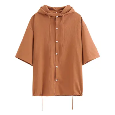 Plus Size Women Black Hooded Shirt 2022 Summer Loose Fit