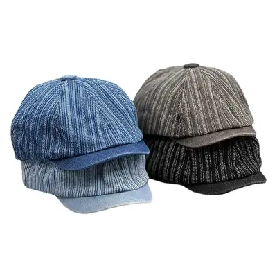 Blue Striped Denim Baseball Cap for Men Women Spring Autumn