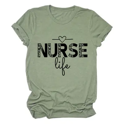 Nurse Life Letter T-Shirt Women Grey