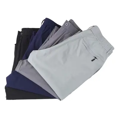 Men's Light Grey Elastic Waist Casual Pants