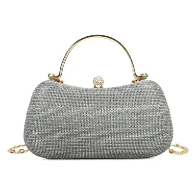 Women's Rhinestone Chain Mobile Bag Black Gold