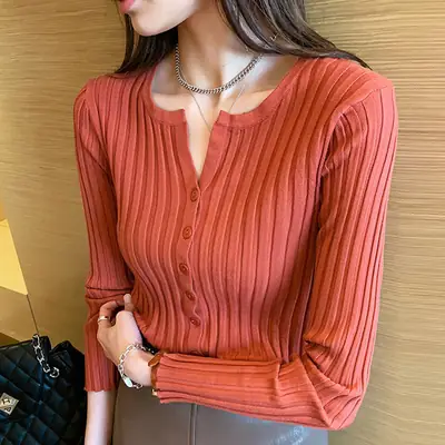 Women's V-Neck Cardigan Apricot Base 2022 Winter