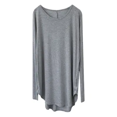 Women Grey Long Sleeve T-Shirt Dress Large