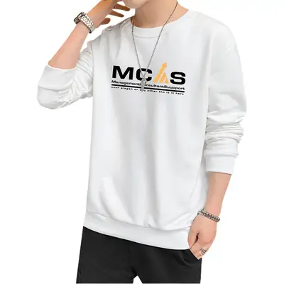 Men Black Printed Sweatshirt Long Sleeve Casual T-Shirt