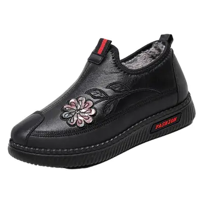 Women's Maroon Fleece Slip-On Winter Shoes