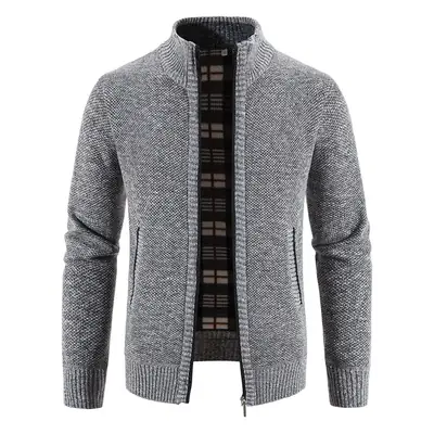 Men's Orange Velvet Collar Cardigan Sweater 2023 Winter