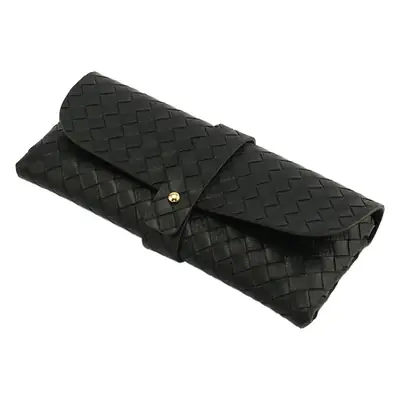 Black Woven PU Leather Glasses Case for Women
