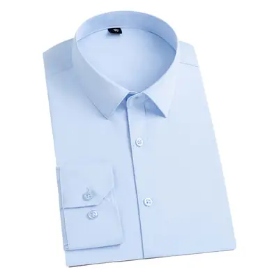 Dongyu Men's White Slim Fit Long Sleeve Shirt