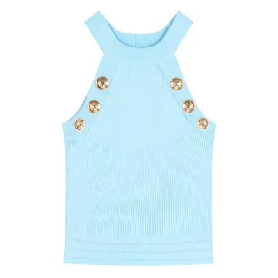 Blue Knitted Halter Neck Camisole Women 2025 Summer