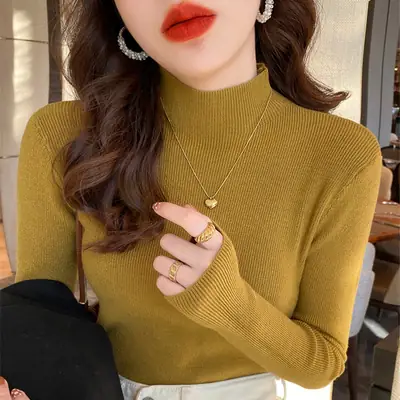 Women Half-Turtleneck Sweater 2025 Knit Candy Color