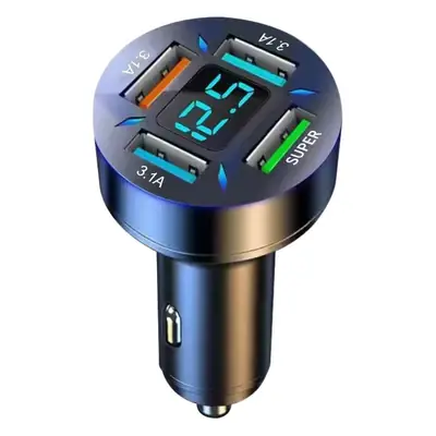 Digital Display Car Charger 4USB 66W Fast Charging