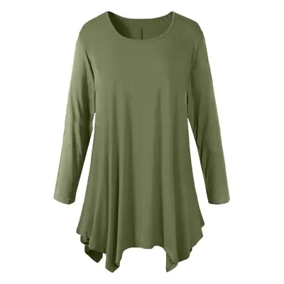 Long Sleeve T-Shirt for Women, Teal Color, Loose Fit, 2022 Winter