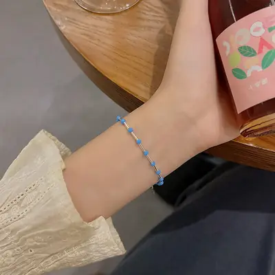 Fresh Blue Beaded Bracelet for Women All-Match