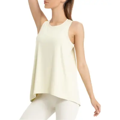 Women's Sleeveless Grey Split V-Neck T-Shirt for Yoga Fitness Wear