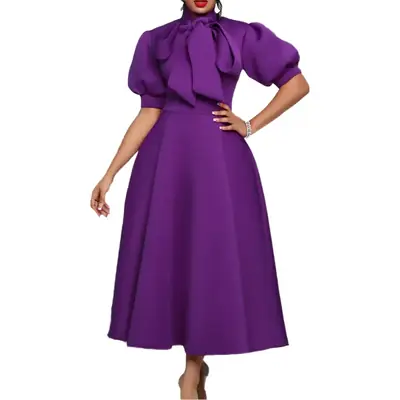 Yellow Bow Banquet Evening Dress Large Size