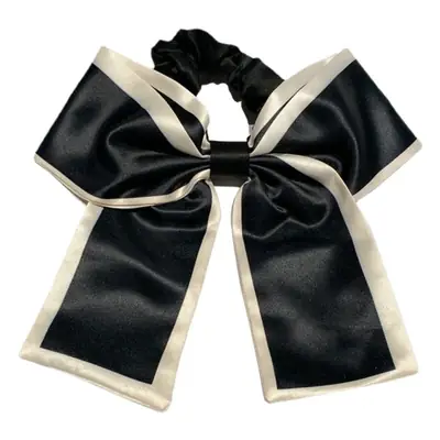 Black Silk Large Bow Hair Rope for Women
