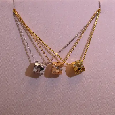 Gold Hexagon Diamond Necklace for Women