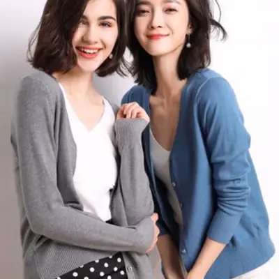 Women's New Cardigan Coat Short Knitted Sweater Outerwear White