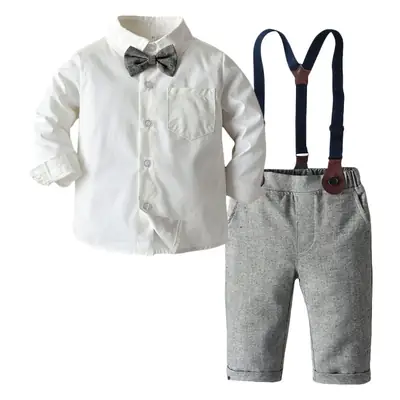 Cross-border Boys Gentleman Suit Grey Vest & Trousers