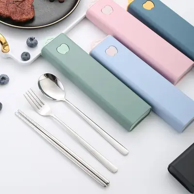 304 Stainless Steel Fork Spoon Chopsticks Three-piece Set