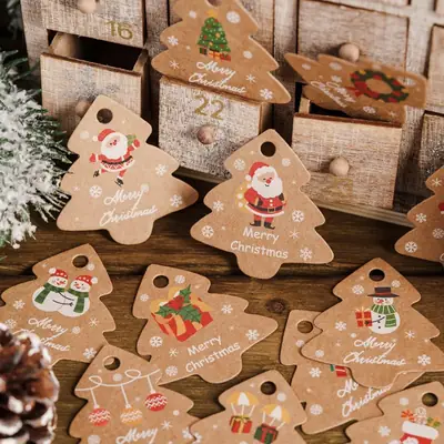 Kraft Paper Christmas Tree Decoration Hanging Card Gift Box