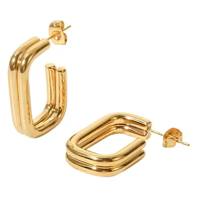 Gold Plated Double Layer U-Shaped Earrings for Women