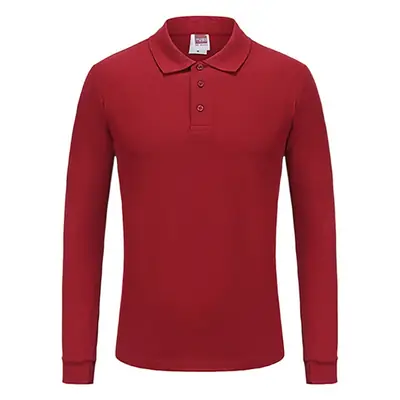 220g Long Sleeve Pure Color Polo Shirt Work Clothes