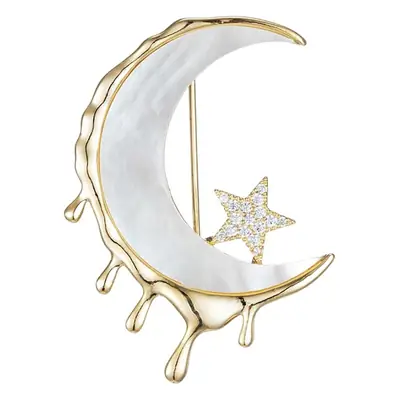 Moon Shaped Gold Shell Pin for Men Suit Coat Neckline