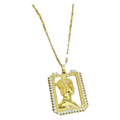 Real Gold Zirconium Head Portrait Necklace for Women