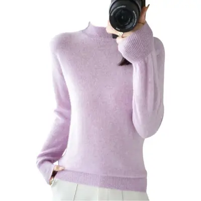 Women's Cream Knit Half Turtleneck Short Pullover