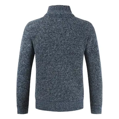 Men's Black Knitted Zipper Cardigan Coat