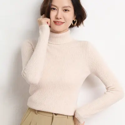 Women's 2025 Winter Knitted Turtleneck Sweater Blue
