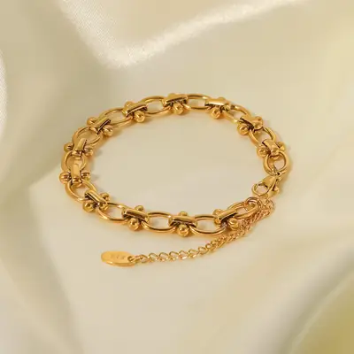 18k Gold Plated Vintage O-Shape Bracelet for Women